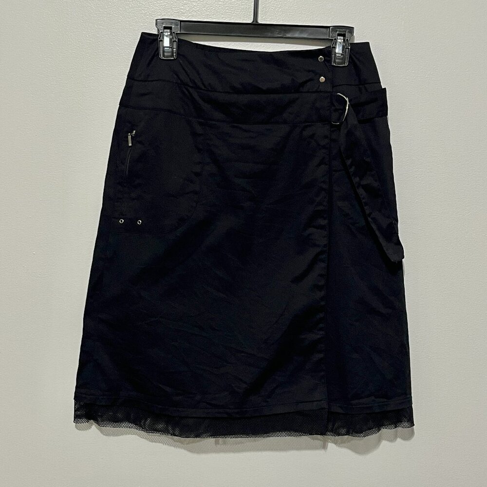 Womens Y2K Wrap Skirt 4 Black Goth Cyber Punk Emo 2000s Grunge Alternative Urban